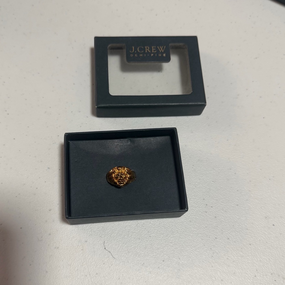 J. Crew Gold Lion Head Statement Ring